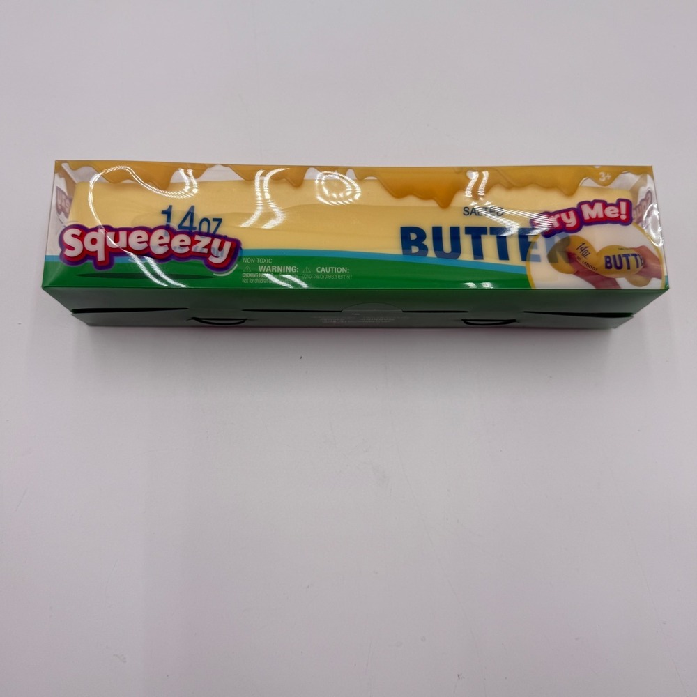 Squeezy Salted Butter Squeeze Toy 14 oz Non-Toxic Manual Yellow/Green NEW